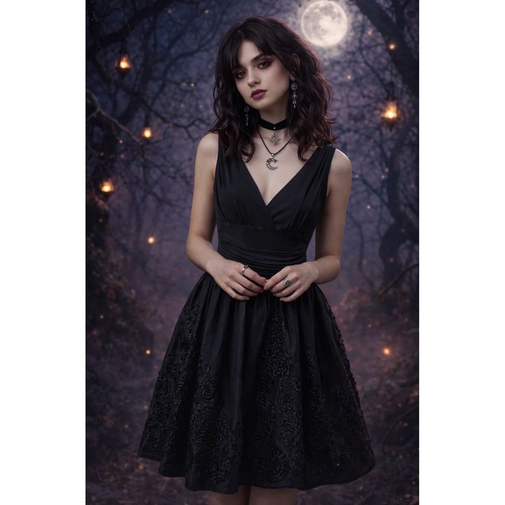 Vintage‎ Jessica Howard Dress S Taffeta Floral Formal Whimsigoth Fairy Cocktail